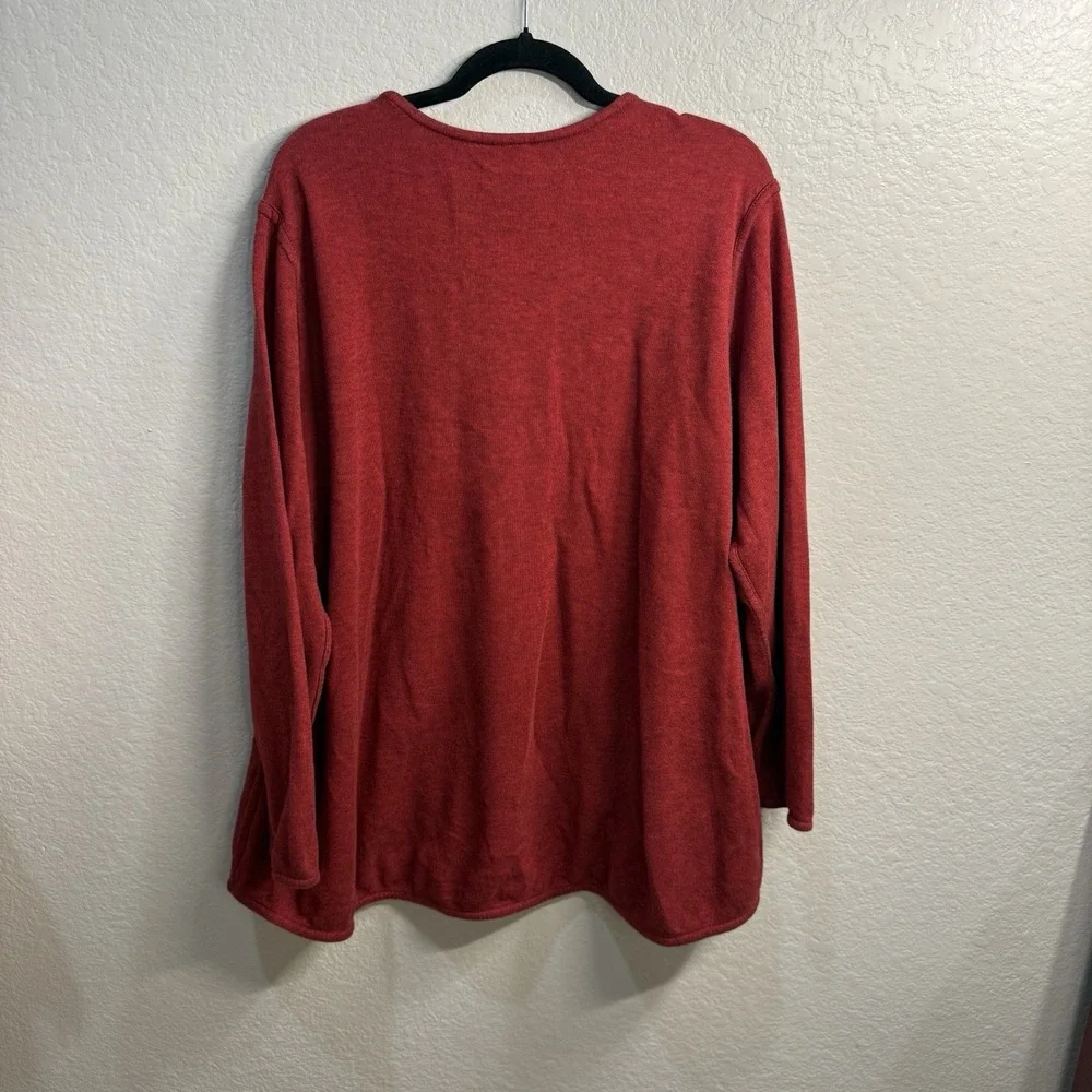 Parsley & Sage Womens Plus 2X‎ Reversible Knit Top Red Black Long Sleeve Cozy